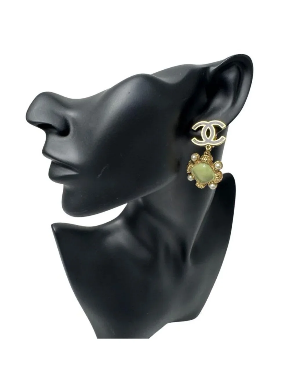 Chanel CC Logo Drop Faux Pearl Earrings